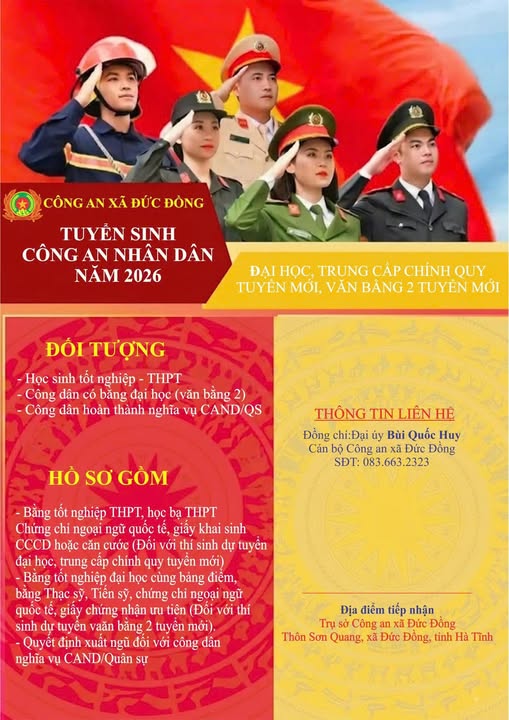 THÔNG BÁO TUYỂN SINH CÔNG AN NHÂN DÂN NĂM 2026 
