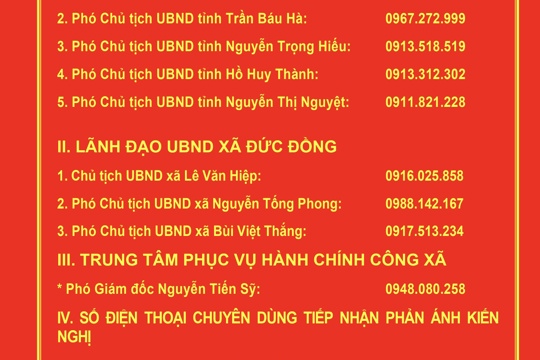 Công khai đường dây nóng tiếp nhận phản ánh, kiến nghị của người dân, tổ chức và doanh nghiệp trong giải quyết thủ tục hành chính